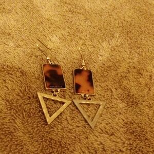 Geometric Tortoise Shell and Gold Earrings